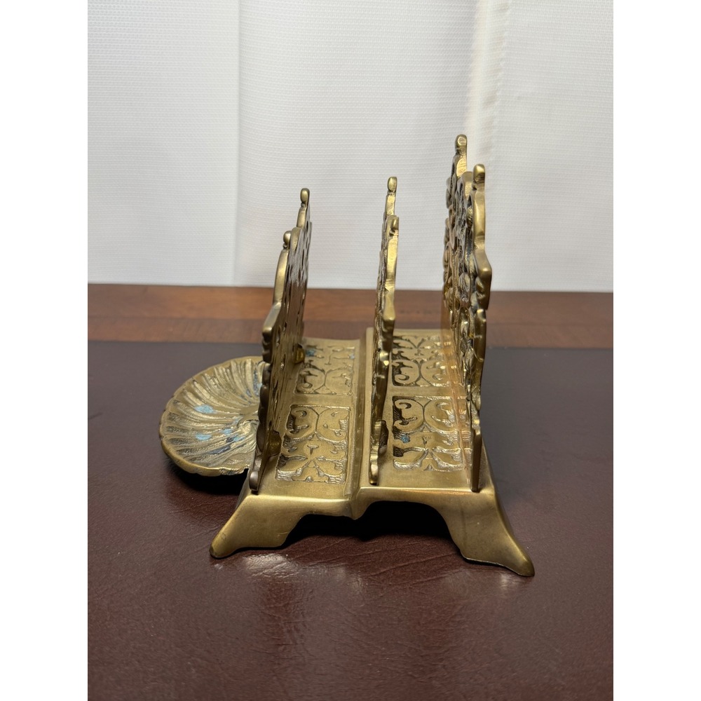 Vtg Solid Brass Letter Holder Mail Organizer Desk Art Nouveau Victorian Style - Picture 2 of 10